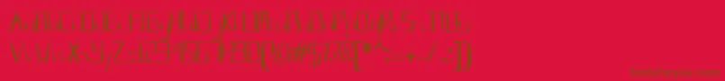 kleung-Schriftart – Braune Schriften auf rotem Hintergrund