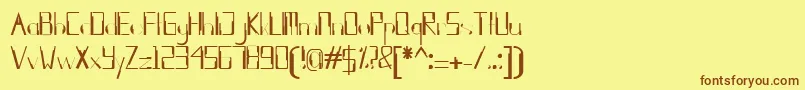 フォントkleung – 茶色の文字が黄色の背景にあります。