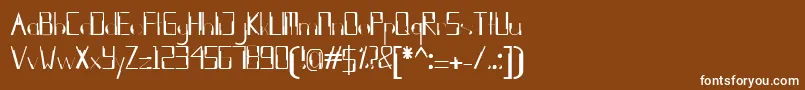 kleung-Schriftart – Weiße Schriften auf braunem Hintergrund