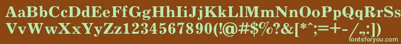 フォントJournal6 – 緑色の文字が茶色の背景にあります。