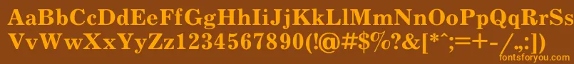 フォントJournal6 – オレンジ色の文字が茶色の背景にあります。