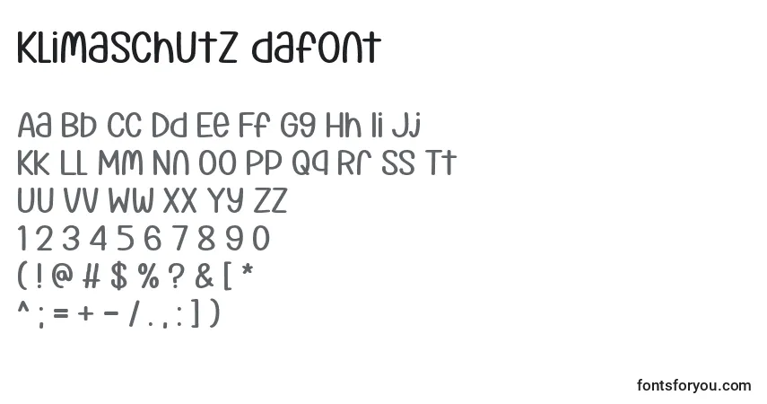 Fuente Klimaschutz dafont - alfabeto, números, caracteres especiales