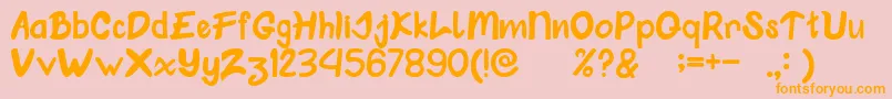 フォントKlungkung – オレンジの文字がピンクの背景にあります。