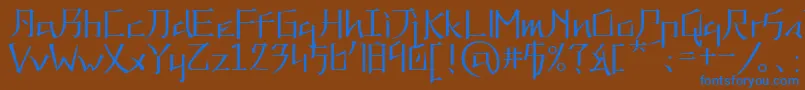 フォントkna   – 茶色の背景に青い文字