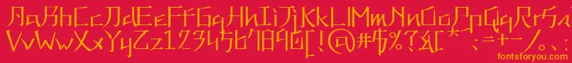 フォントkna   – 赤い背景にオレンジの文字