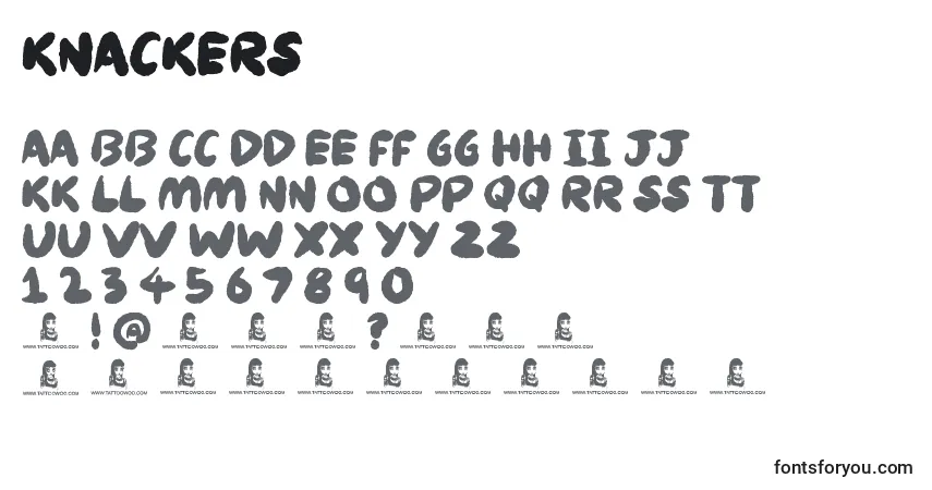A fonte Knackers – alfabeto, números, caracteres especiais