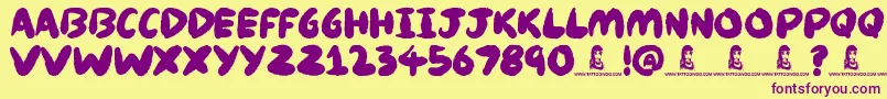 Knackers Font – Purple Fonts on Yellow Background