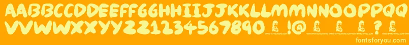 Knackers Font – Yellow Fonts on Orange Background