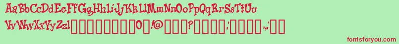 KNICO   -fontti – punaiset fontit vihreällä taustalla