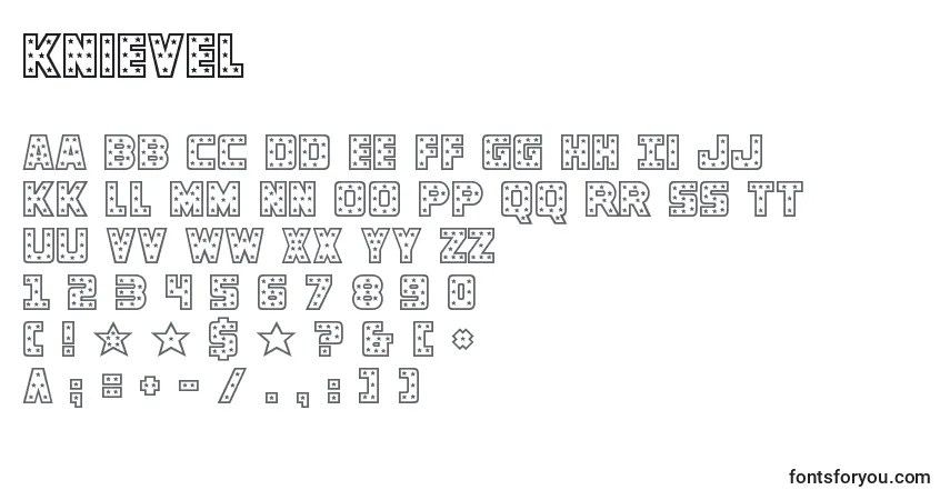 A fonte Knievel – alfabeto, números, caracteres especiais
