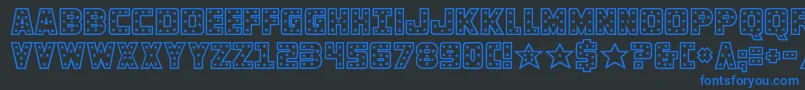 Шрифт knievel – синие шрифты на чёрном фоне