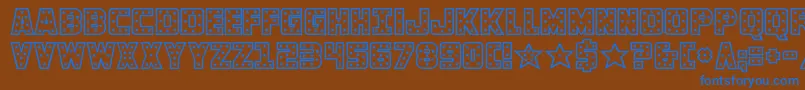 フォントknievel – 茶色の背景に青い文字