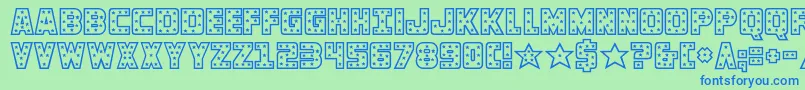 knievel Font – Blue Fonts on Green Background