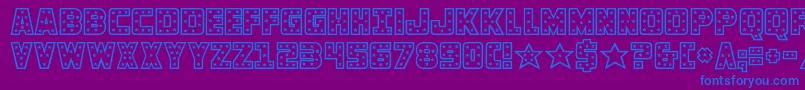 フォントknievel – 紫色の背景に青い文字