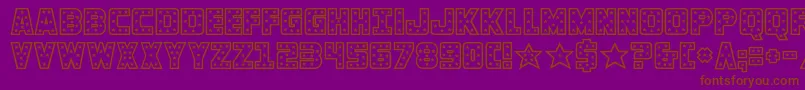 フォントknievel – 紫色の背景に茶色のフォント
