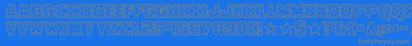 フォントknievel – 青い背景に灰色の文字