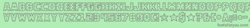 フォントknievel – 緑の背景に灰色の文字