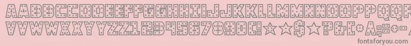knievel-fontti – harmaat kirjasimet vaaleanpunaisella taustalla