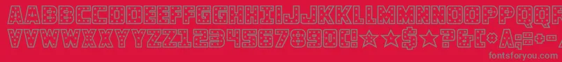 knievel-fontti – harmaat kirjasimet punaisella taustalla