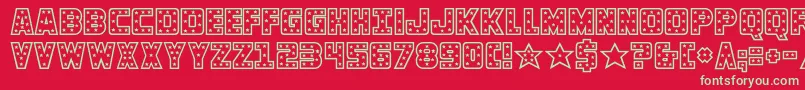 フォントknievel – 赤い背景に緑の文字