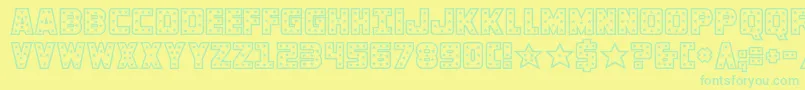 knievel-fontti – vihreät fontit keltaisella taustalla