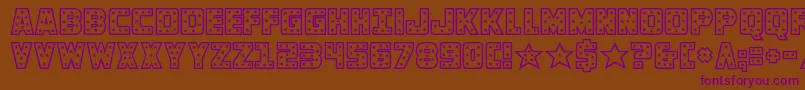 knievel-fontti – violetit fontit ruskealla taustalla