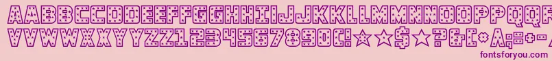knievel-fontti – violetit fontit vaaleanpunaisella taustalla