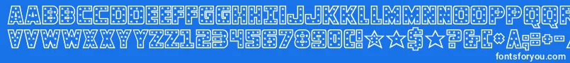 フォントknievel – 青い背景に白い文字