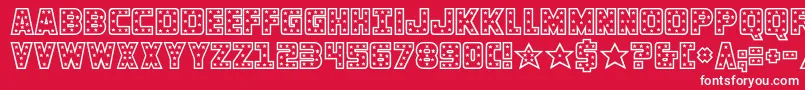knievel-fontti – valkoiset fontit punaisella taustalla