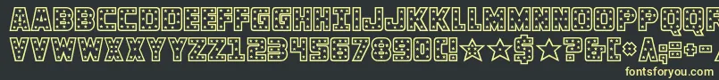 knievel-fontti – keltaiset fontit mustalla taustalla