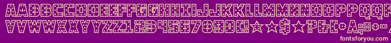 フォントknievel – 紫の背景に黄色のフォント