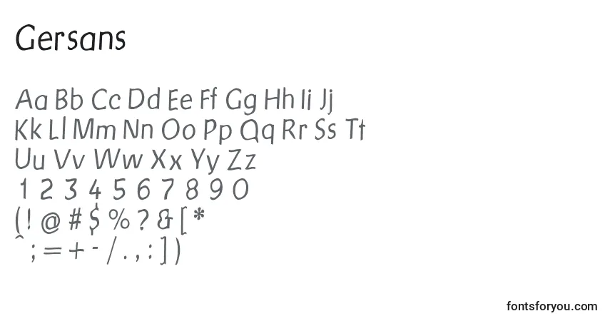 Schriftart Gersans – Alphabet, Zahlen, spezielle Symbole