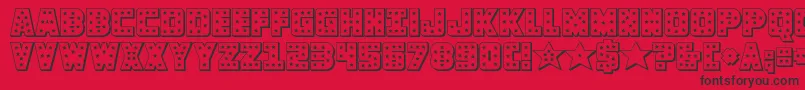 knievel3d-Schriftart – Schwarze Schriften auf rotem Hintergrund