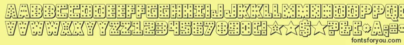 knievel3d Font – Black Fonts on Yellow Background