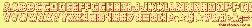 knievel3d Font – Red Fonts on Yellow Background