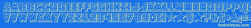 knievel3d Font – Yellow Fonts on Blue Background