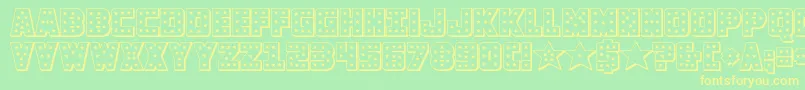 knievel3d-Schriftart – Gelbe Schriften auf grünem Hintergrund