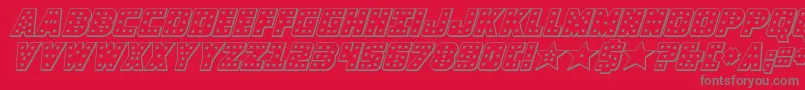 knievel3dital-Schriftart – Graue Schriften auf rotem Hintergrund
