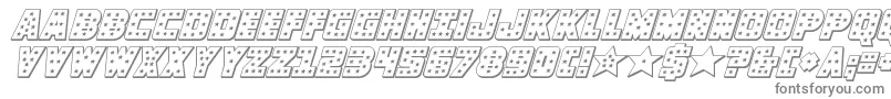 knievel3dital-fontti – harmaat kirjasimet valkoisella taustalla