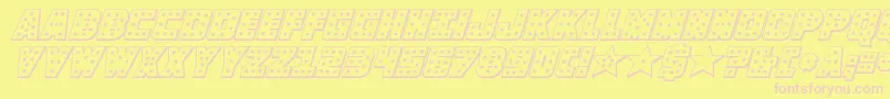 knievel3dital Font – Pink Fonts on Yellow Background