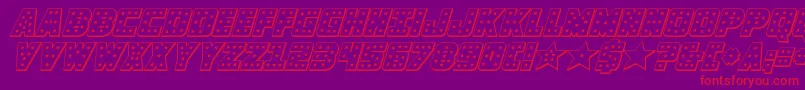 フォントknievel3dital – 紫の背景に赤い文字