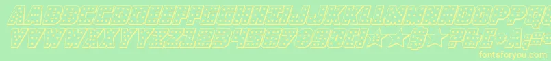 knievel3dital-Schriftart – Gelbe Schriften auf grünem Hintergrund