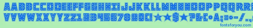 knievelacad-fontti – siniset fontit vihreällä taustalla