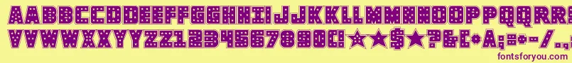 knievelacad Font – Purple Fonts on Yellow Background