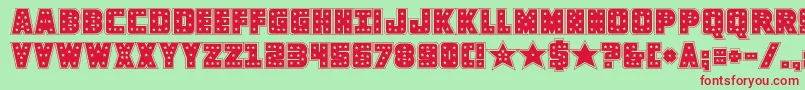 knievelacad Font – Red Fonts on Green Background