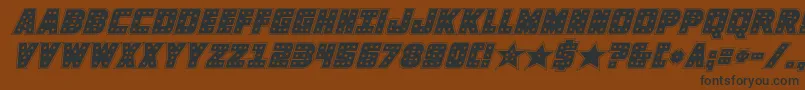 knievelacadital-Schriftart – Schwarze Schriften auf braunem Hintergrund