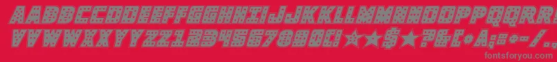 フォントknievelacadital – 赤い背景に灰色の文字