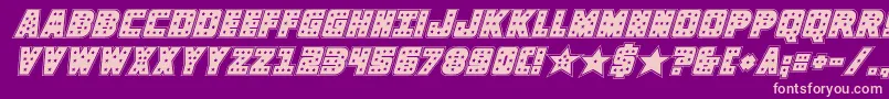 knievelacadital-Schriftart – Rosa Schriften auf violettem Hintergrund