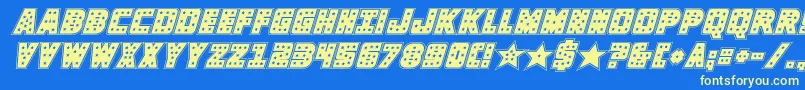 knievelacadital Font – Yellow Fonts on Blue Background