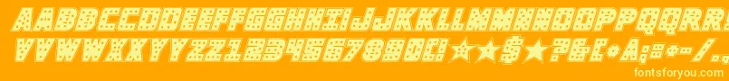 フォントknievelacadital – オレンジの背景に黄色の文字